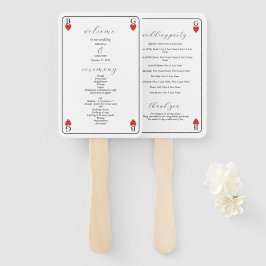 Monogram harten spelen Kaart bruiloft programma Handwaaier