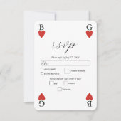 Monogram Harten Spelen Kaart Bruiloft Reactie RSVP (Voorkant)