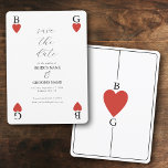 Monogram Harten Spelen Kaart Bruiloft Save the Dat<br><div class="desc">Een uniek monogram harten spelen kaart stijl bruiloft ontwerp. Een indrukwekkend ontwerp dat elementen gebruikt van speelkaarten tot creëer en een uniek ontwerp voor bruidsbriefpapier. Een elegante rode hart bruiloft paar monogram. Een een van een soort speelkaart bruiloft bewaar het ontwerp van de datumkaart met moderne elementen. Overeenkomende bruiloft uitnodigingen...</div>
