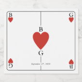 Monogram harten spelen Kaart bruiloft Sparkling Wijnetiket (Enkel label)