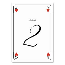 Monogram harten spelen Kaart bruiloft tafel nummer