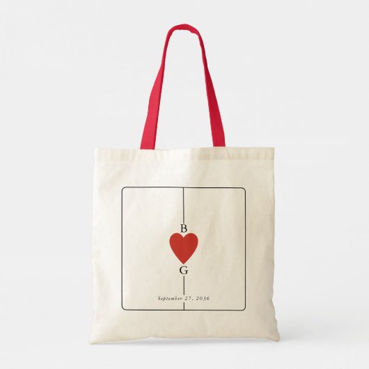 Monogram harten spelen Kaart bruiloft Tote Bag (Achterkant)