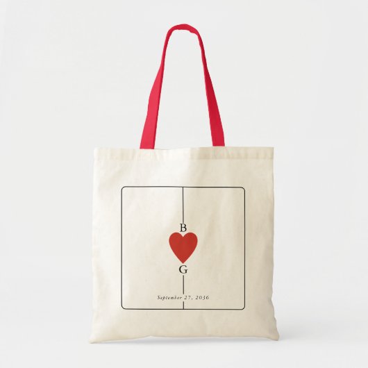 Monogram harten spelen Kaart bruiloft Tote Bag (Voorkant)