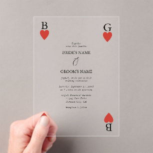 Monogram harten spelen Kaart bruiloft uitnodiging