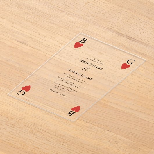 Monogram harten spelen Kaart bruiloft uitnodiging (Laagn)