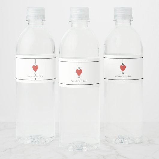 Monogram harten spelen Kaart bruiloft Waterfles Etiket (Flessen)