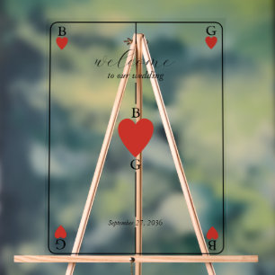 Monogram harten spelen Kaart bruiloft welkom teken Acryl Bord