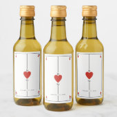 Monogram harten spelen Kaart bruiloft Wijn Etiket (Flessen)