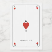 Monogram harten spelen Kaart bruiloft Wijn Etiket (Enkel label)