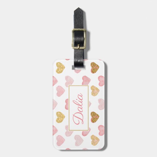 Monogram hartenpatroon bagagelabel (Voorkant verticaal)