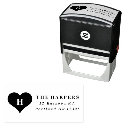 Monogram hartterugkeer Adres Zelfinktende Stempel (In situ)