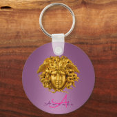 Monogram Haute Couture Gold Medusa Mask Paarse Sleutelhanger (Achterkant)