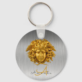 Monogram Haute Couture Gouden Medusa Masker Zilver Sleutelhanger (Voorkant)