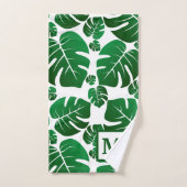 Monogram Hawaii Monstera Plant Palm Leaves Bad Handdoek (Handdoek)