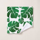 Monogram Hawaii Monstera Plant Palm Leaves Bad Handdoek (Wasdoekje)