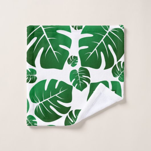 Monogram Hawaii Monstera Plant Palm Leaves Bad Handdoek (Wasdoekje)