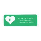 Monogram Heart Green Return-adres Etiket (Voorkant)