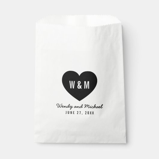 Monogram Heart Modern Wedding Bedankzakje (Voorkant)