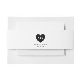 Monogram Heart Modern Wedding Uitnodigingen Wikkel
