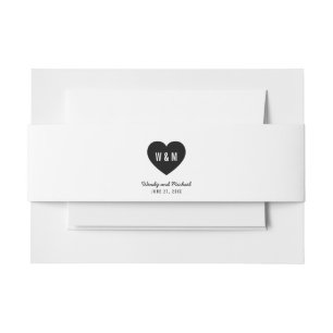 Monogram Heart Modern Wedding Uitnodigingen Wikkel