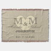 Monogram Heart | Rustic Linen Kijk Deken (Voorkant)