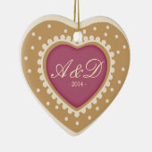 Monogram Heart Sugar Cookie Keramisch Ornament (Rechts)