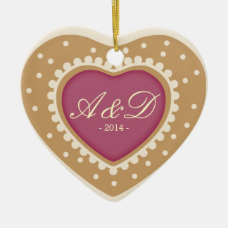 Monogram Heart Sugar Cookie Keramisch Ornament