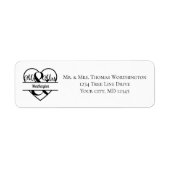 Monogram Heart Wedding Couple Return-adres Etiket (Voorkant)