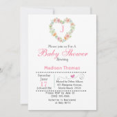 Monogram Heart Wreath Baby shower Kaart (Voorkant)