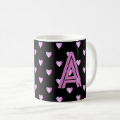 Monogram Hearts Black Paars Koffiemok (Voorkant rechts)
