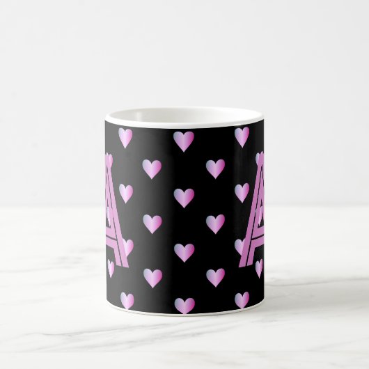 Monogram Hearts Black Paars Koffiemok (Center)
