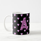 Monogram Hearts Black Paars Koffiemok (Links)