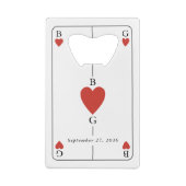 Monogram Hearts Playing Card Wedding Bar Bottle Creditkaart Flessenopener (Achterkant)