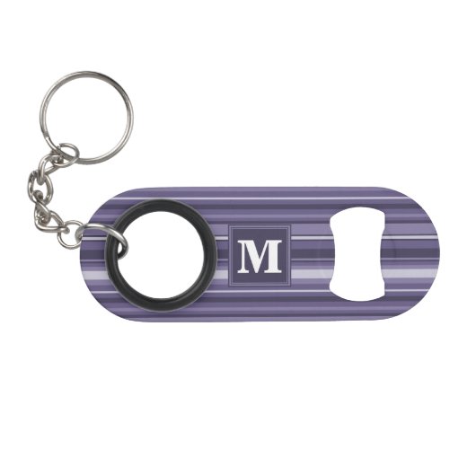 Monogram heather paarse strepen sleutelhanger flessenopener (Voorkant (Horizontaal))