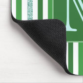 Monogram hedendaagse groene zilver Glitter Stripes Muismat (Hoek)