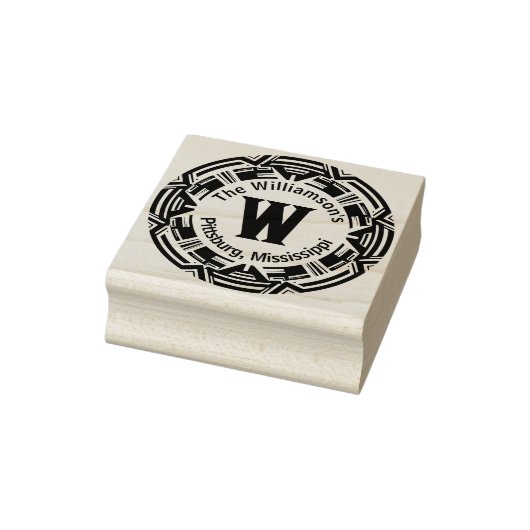 Monogram heeft een gewaagde ronde surround met naa rubberstempel (Stempel)