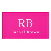 Monogram Heet Roze Elegant Vrouwelijk Minimalist Naambadge (Voorkant)