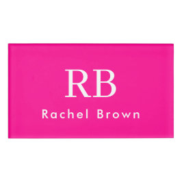 Monogram Heet Roze Elegant Vrouwelijk Minimalist Naambadge