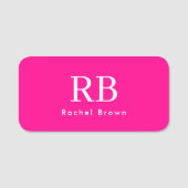 Monogram Heet Roze Elegant Vrouwelijk Minimalist Naamplaatje (Voorkant)