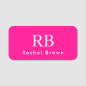 Monogram Heet Roze Elegant Vrouwelijk Minimalist Naamplaatje (Voorkant)