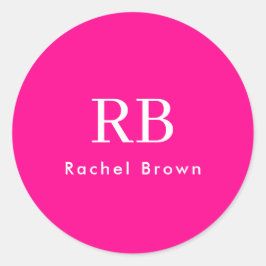 Monogram Heet Roze Elegant Vrouwelijk Minimalist Ronde Sticker