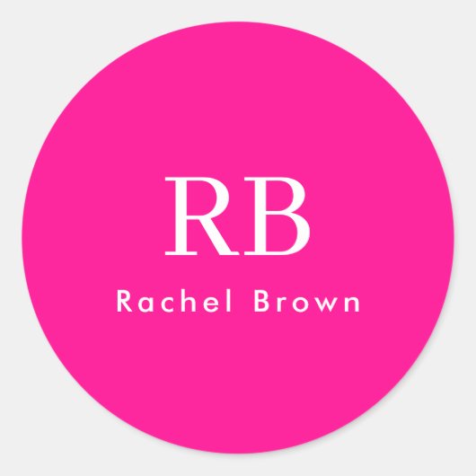 Monogram Heet Roze Elegant Vrouwelijk Minimalist Ronde Sticker (Voorkant)