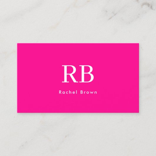 Monogram Heet Roze Elegant Vrouwelijk Minimalist Visitekaartje (Voorkant)