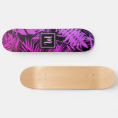 Monogram heet roze paarse ombre blad cool trendy persoonlijk skateboard (Horizontaal)
