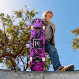 Monogram heet roze paarse ombre blad cool trendy persoonlijk skateboard