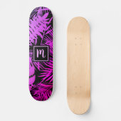 Monogram heet roze paarse ombre blad cool trendy persoonlijk skateboard (Voorkant)