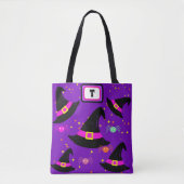 Monogram Heksen Halloween Petten Paarse Canvas tas (Voorkant)