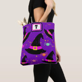 Monogram Heksen Halloween Petten Paarse Canvas tas (Dichtbij)
