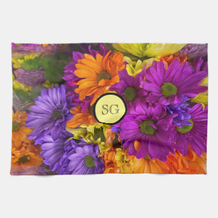 Monogram helder bloemendesserviette handdoek