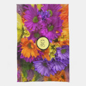 Monogram helder bloemendesserviette handdoek (Verticaal)